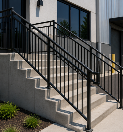 Outside Stair Railing Installation