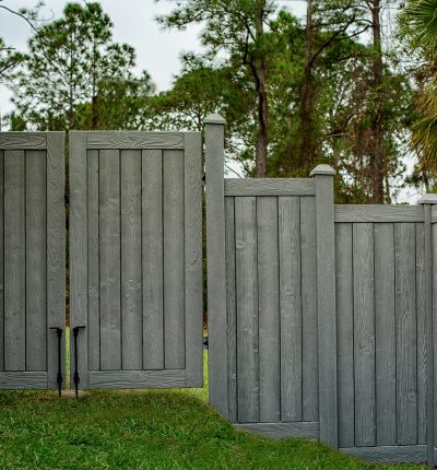 Gray Composite Fence Solid Privacy with gates